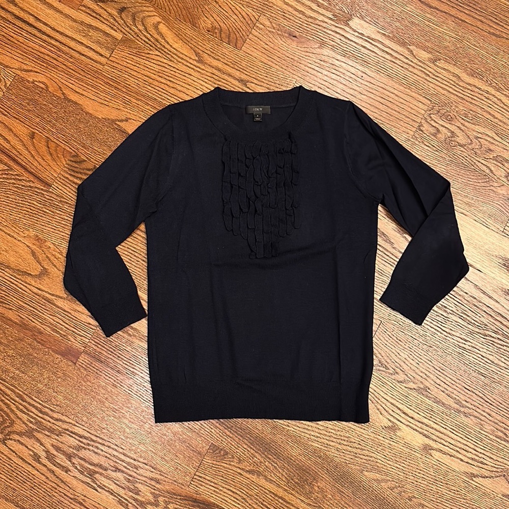 EUC J. Crew Navy Blue Merino Sweater; Size S